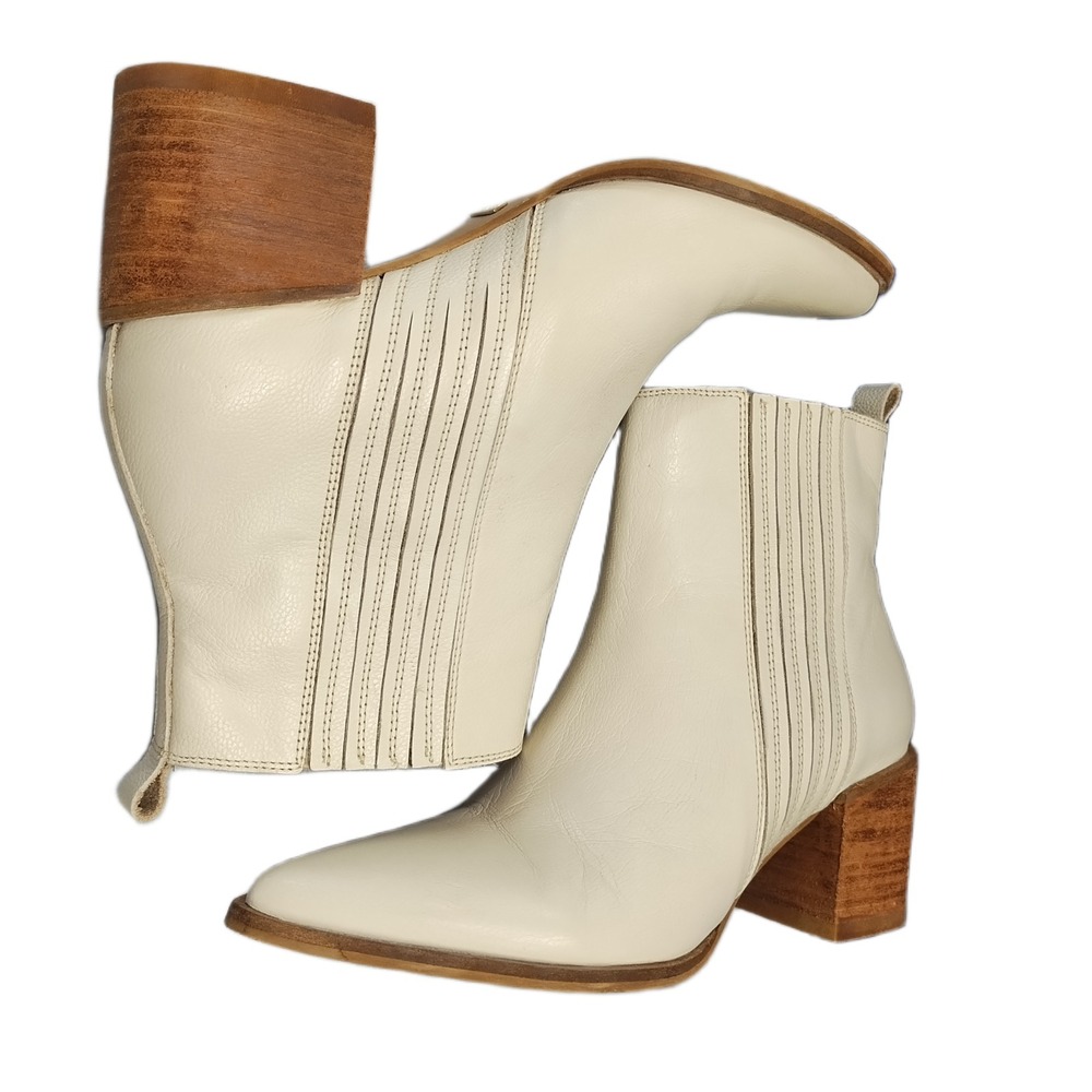 Stivali New York Ankle Boots Womens US Size 9 Tan Brown Pointed Toe Block Heel